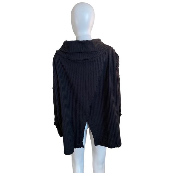 Free People Juicy Long Sleeve Thermal Sweater Size XS Black - Picture 3 of 6